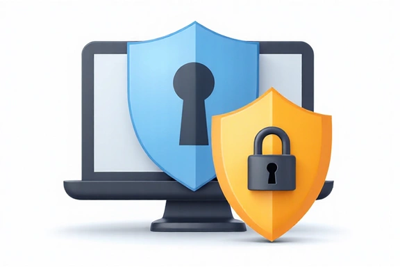 Grafika przedstawiająca kłódkę i tarczę, symbolizujące bezpieczeństwo danych i ochronę prywatności w internecie.